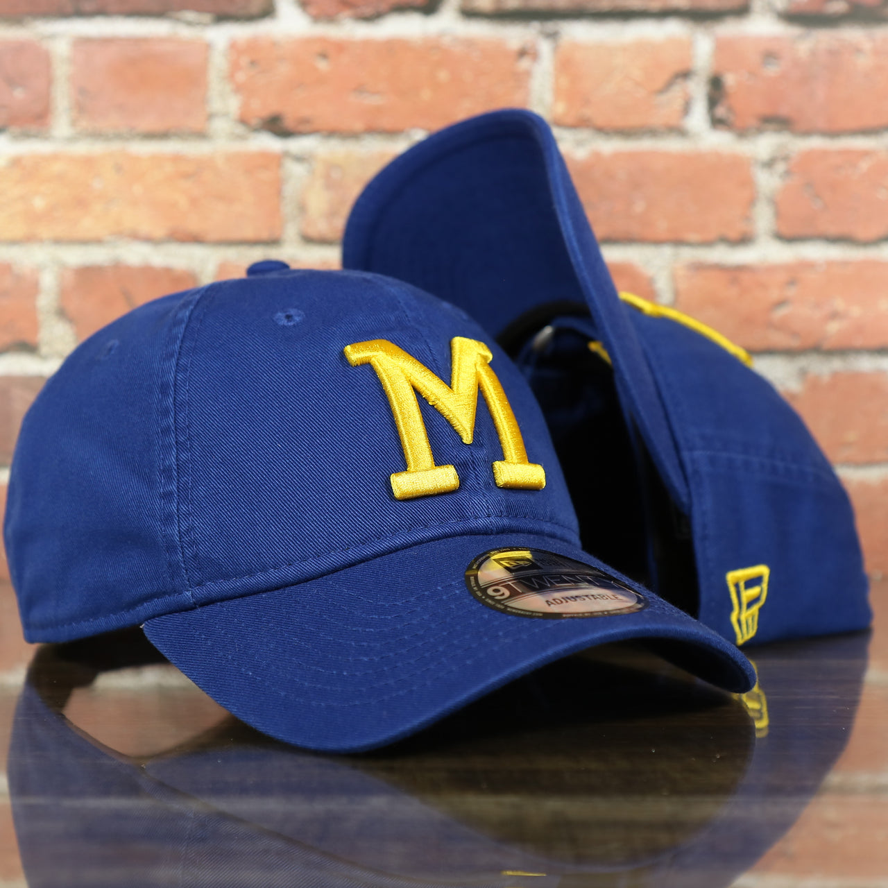 front of the Milwaukee Brewers 1970 Throwback Blue Adjustable Dad Hat OSFM