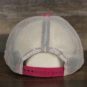 The backside of the Philadelphia Phillies New Era 9Twenty Washed Trucker hat