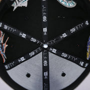 new era 59fifty taping on the Miami Marlins "Patch Pride" All Over Gray Bottom Side Patch 59Fifty Fitted Cap