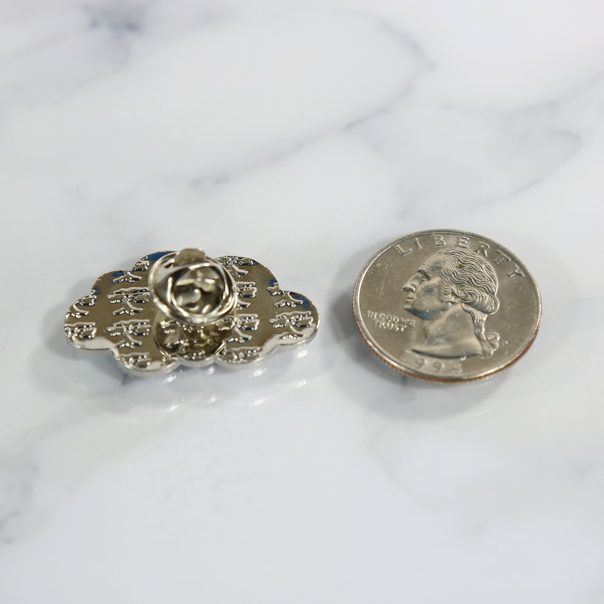 back and size of the Ice Cream Cloud Fitted Cap Pin | Enamel Pin for Side Patch Fitted Hat