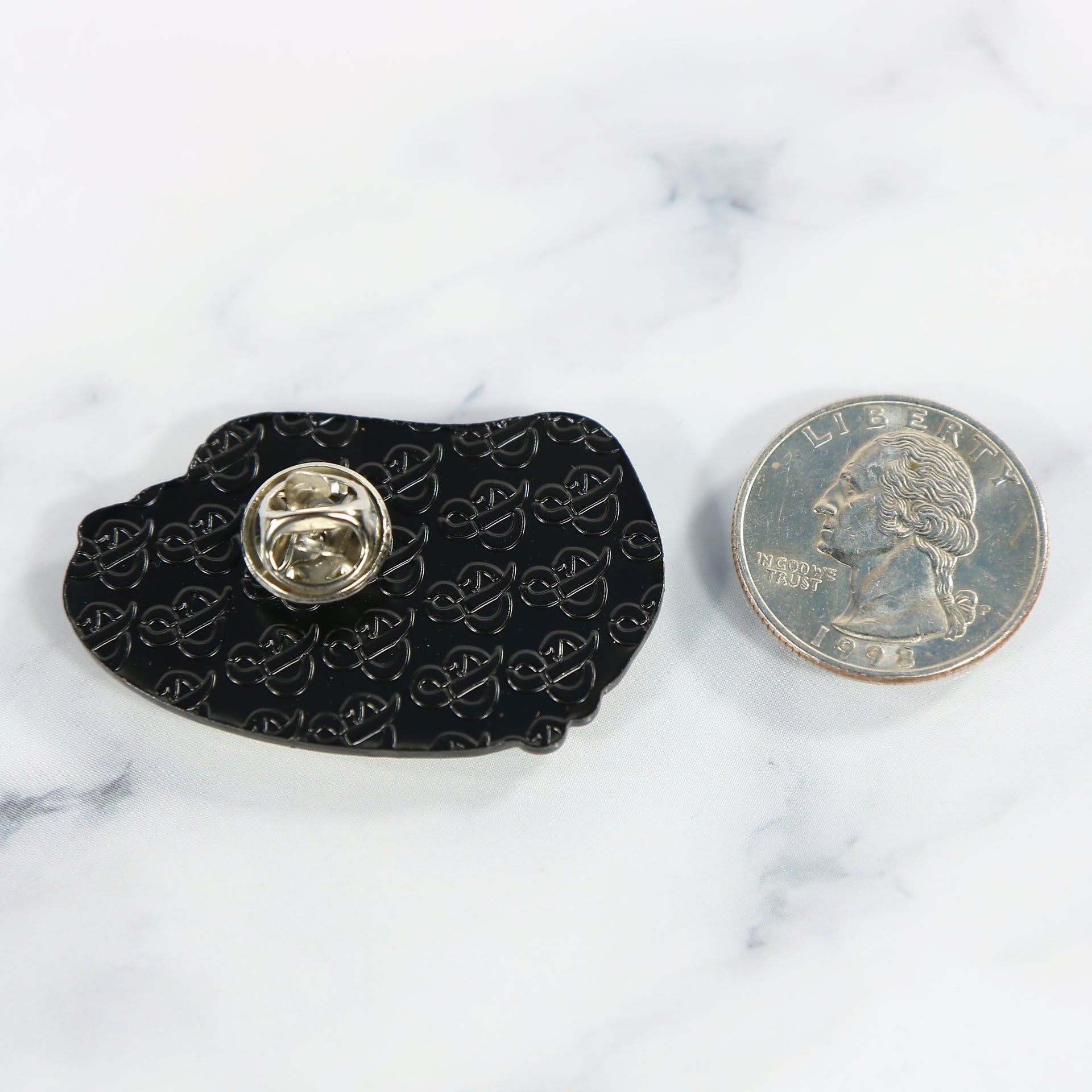 back and size of the Philly Cheesesteak Fitted Cap Pin | Enamel Pin For Hat