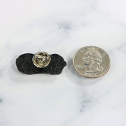 size and back of the Philadelphia Cheesesteak Witout Fitted Cap Pin | Whiz Witout Enamel Pin for Side Patch Fitted Hat