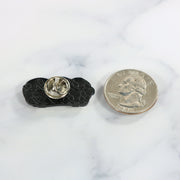 size and back of the Philadelphia Cheesesteak Wit Fitted Cap Pin | Whiz Wit Enamel Pin for Side Patch Fitted Hat