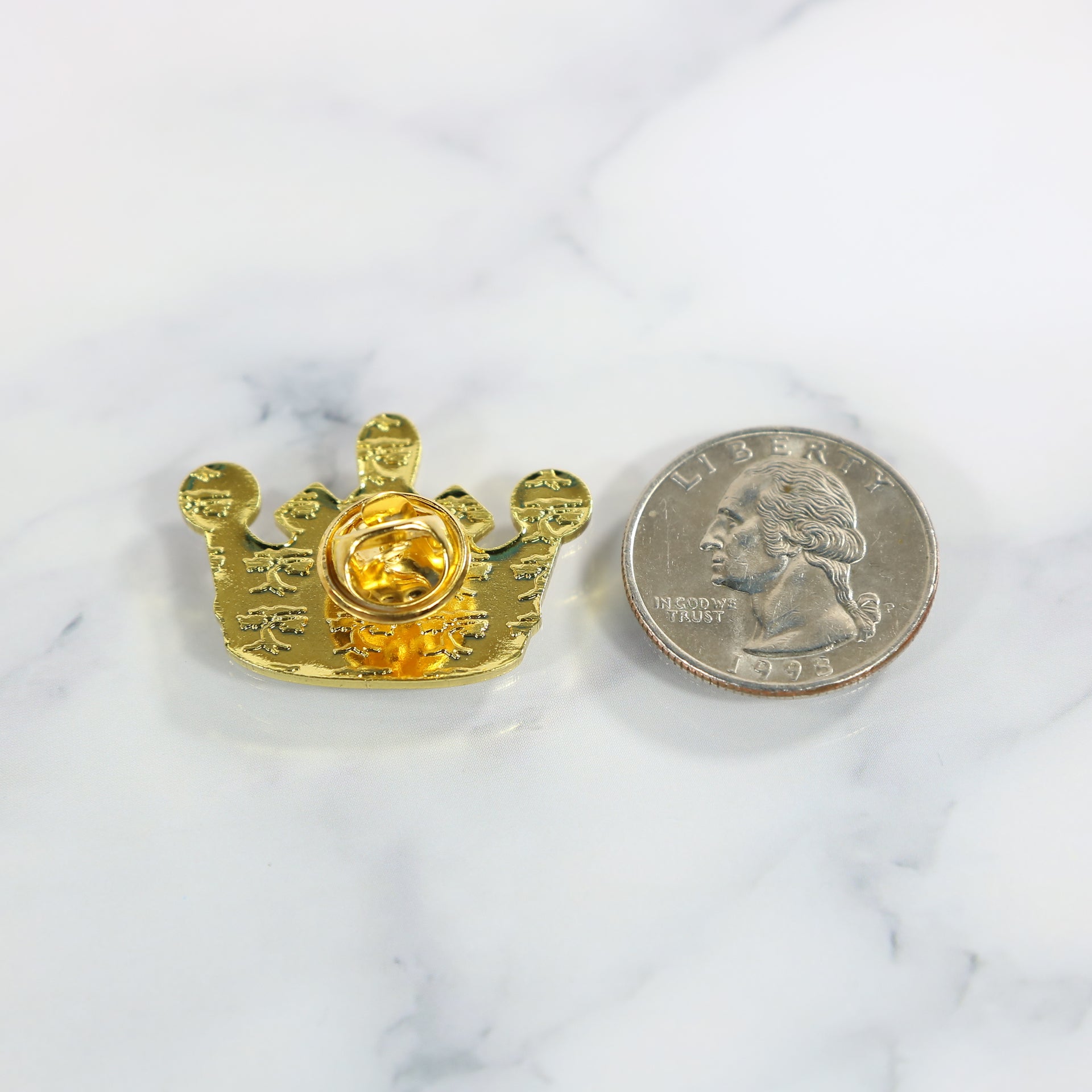 size of the Philadelphia Cheesesteak Crown Fitted Cap Pin | Enamel Pin for Side Patch Fitted Hat