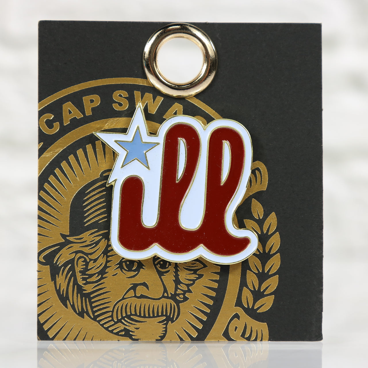 front of the Philadelphia ill Fitted Cap Pin | Enamel Pin For Hat