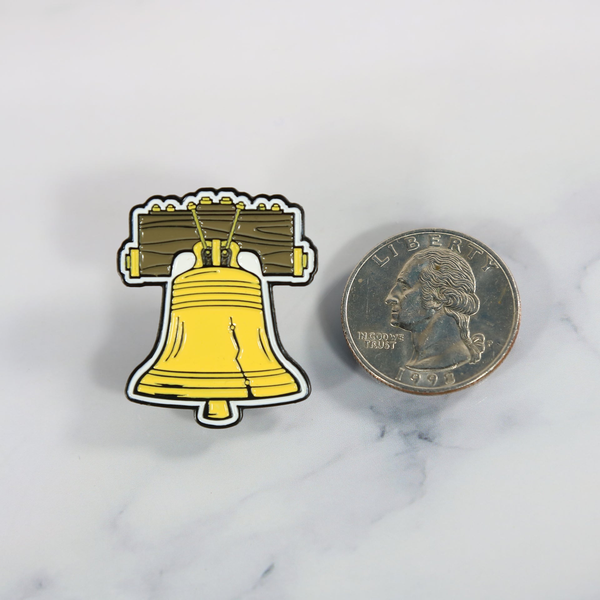 size of the Philadelphia Liberty Bell Fitted Cap Pin | Enamel Pin for Side Patch Fitted Hat