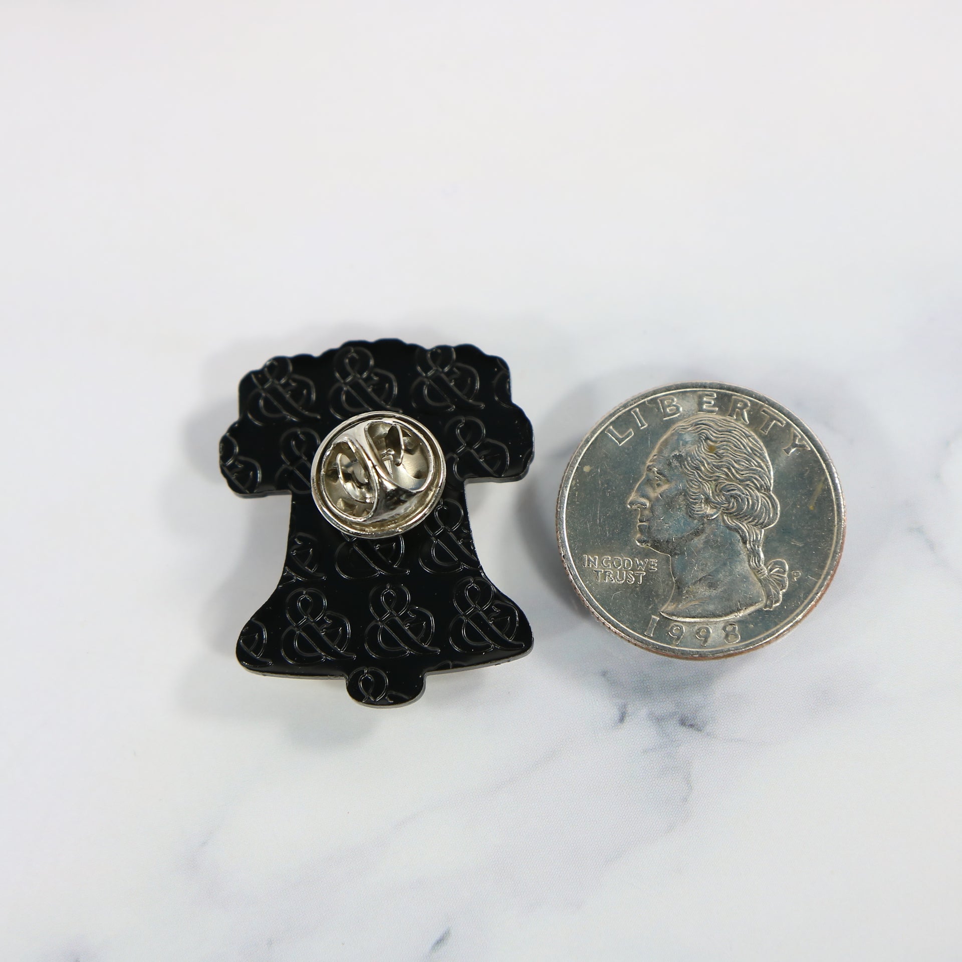back of the Philadelphia Liberty Bell Fitted Cap Pin | Enamel Pin for Side Patch Fitted Hat