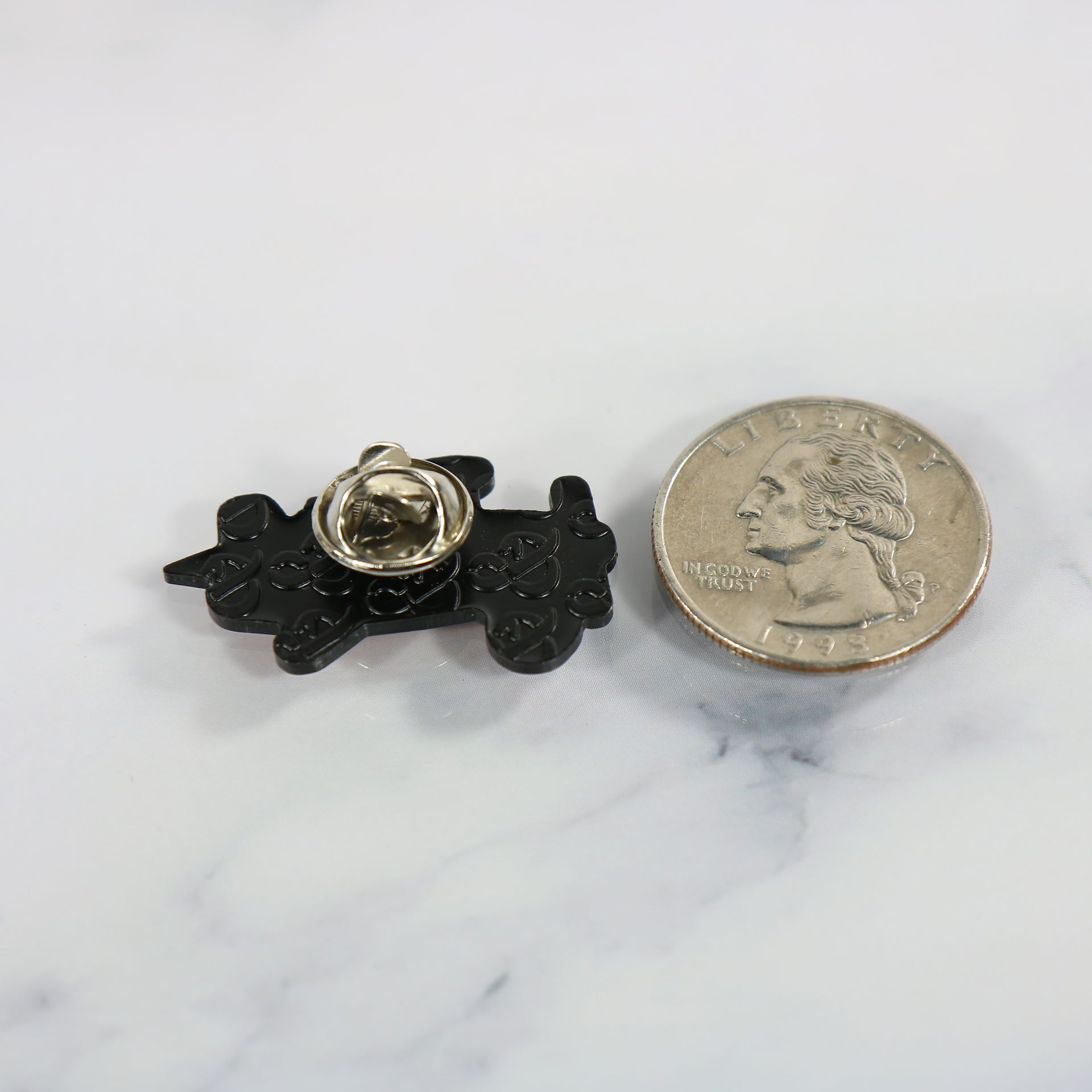 back side of the Philadelphia Hoagie Plane Fitted Cap Pin | Enamel Pin for Side Patch Fitted Hat