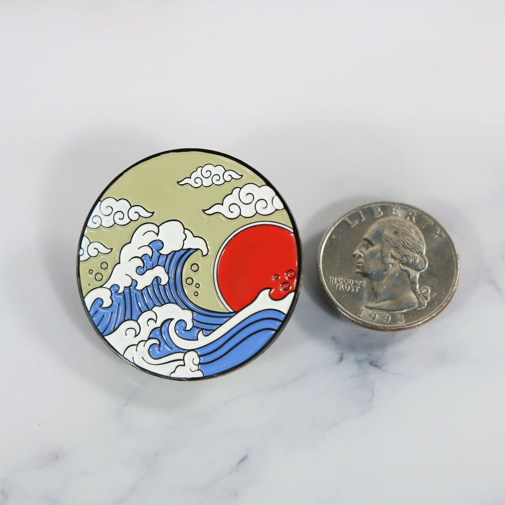 size of the Asian Heritage Wave Fitted Cap Pin | Enamel Pin for Side Patch Fitted Hat