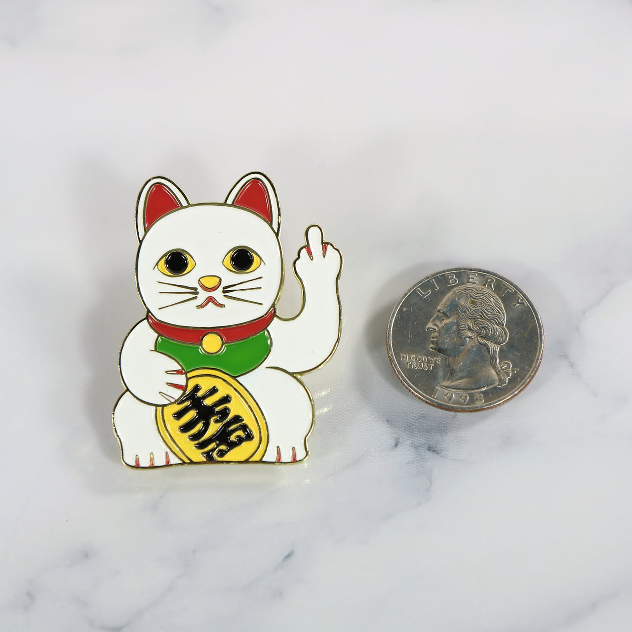 size of the Chinese Take Out Restaurant Cat Fitted Cap Pin | Enamel Pin For Hat