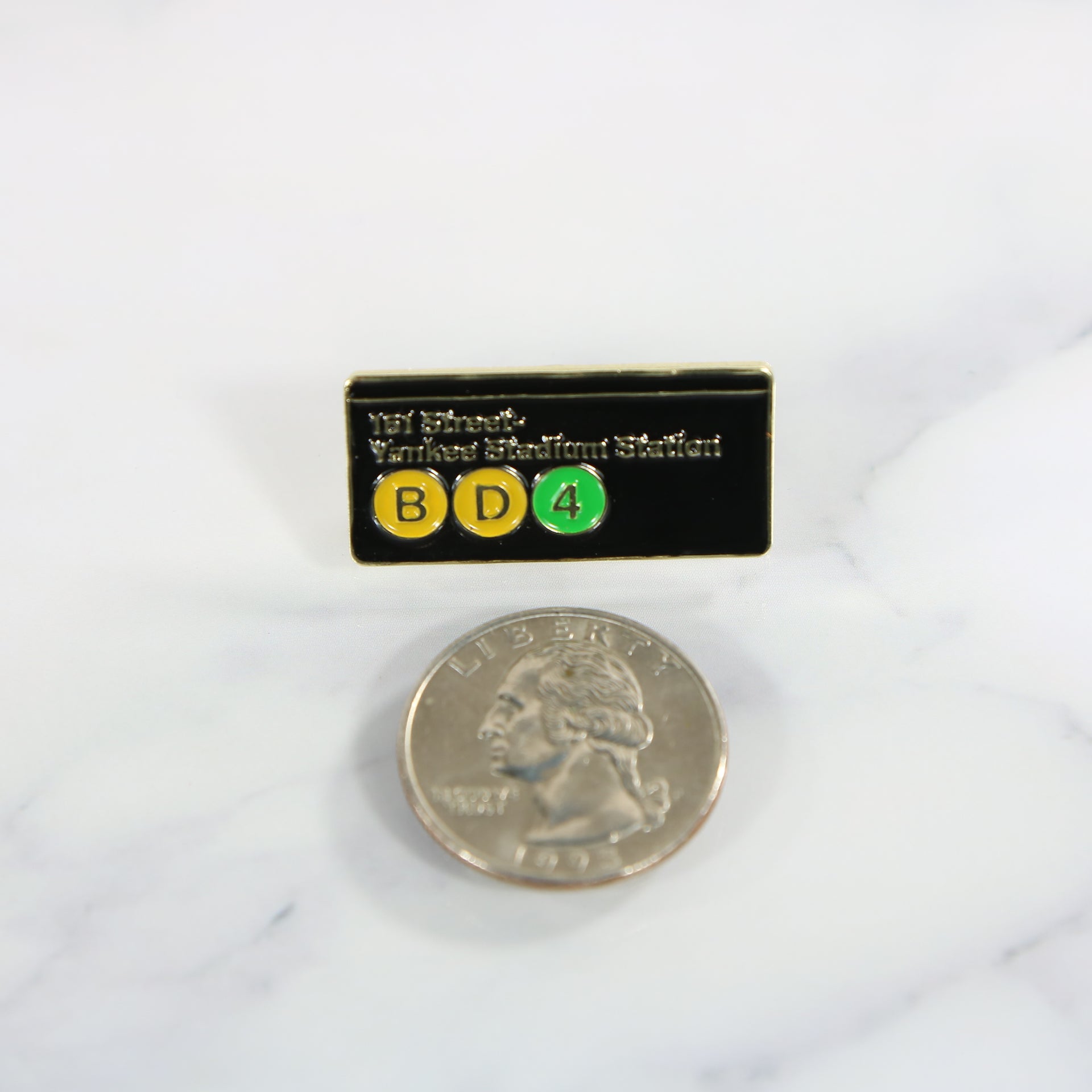 size of the 161 Street Stadium Station New York Subway Sign Fitted Cap Pin | Enamel Pin For Hat