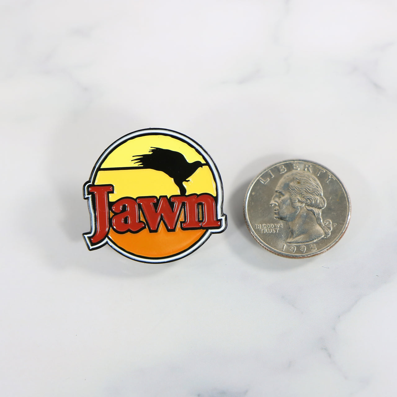 size of the Philadelphia Jawn Fitted Cap Pin | Enamel Pin for Side Patch Fitted Hat