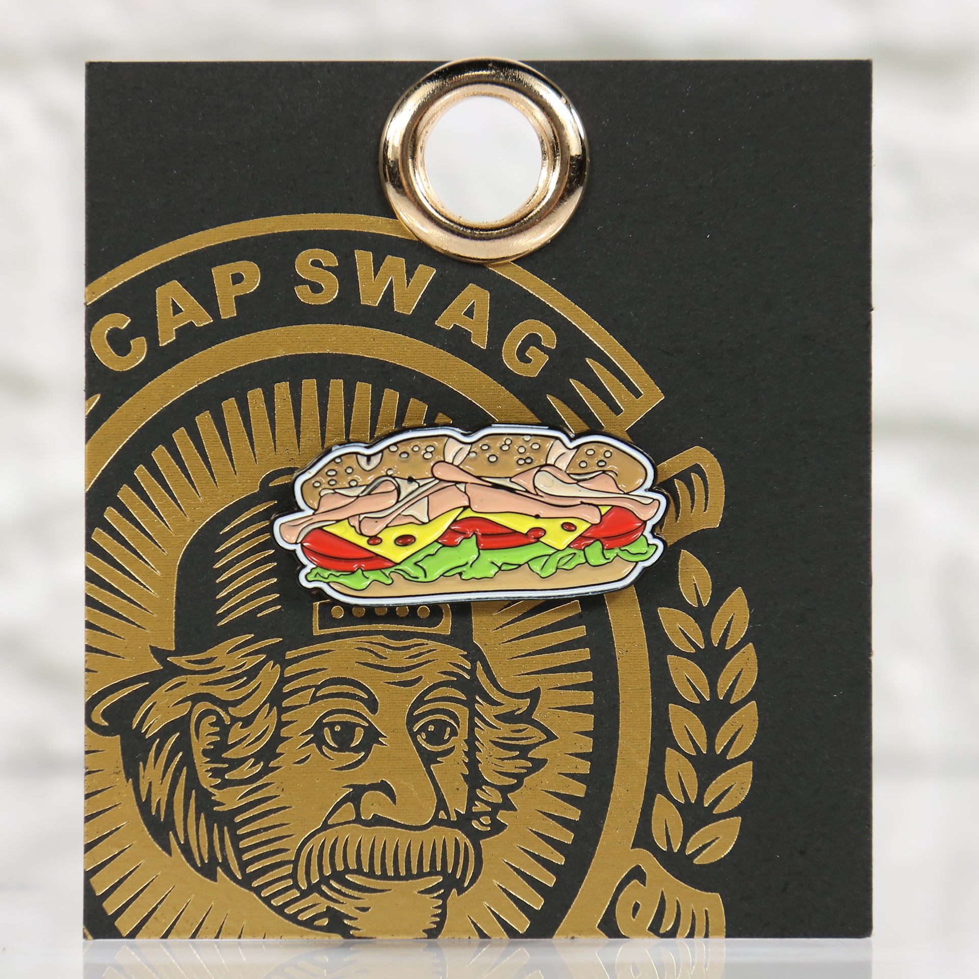 front of the Philadelphia Hoagie Fitted Cap Pin | Enamel Pin for Side Patch Fitted Hat