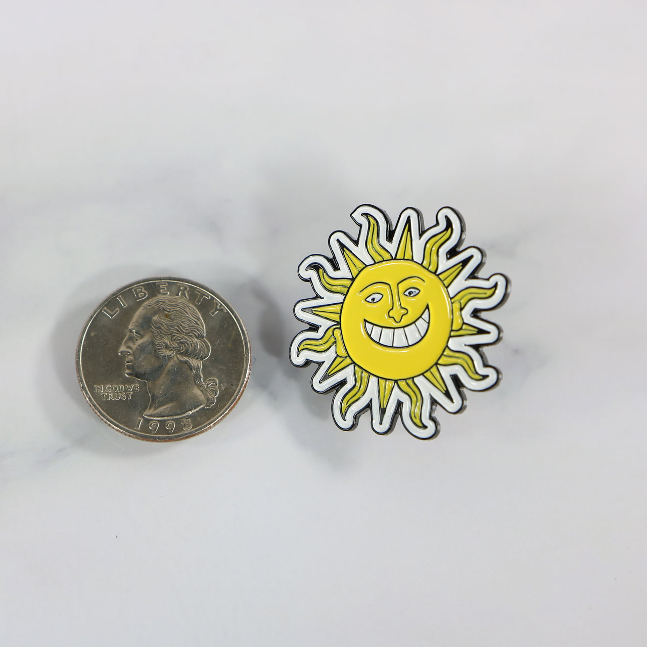 size of the Philadelphia Hoagie Sun Fitted Cap Pin | Enamel Pin for Side Patch Fitted Hat