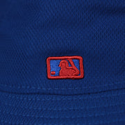 A close up of the MLB Batterman logo on the Chicago Cubs MLB 2022 Spring Training Onfield Bucket Hat
