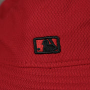 A close up of the MLB Batterman on the Cincinnati Reds MLB 2022 Spring Training Onfield Bucket Hat
