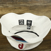 The underside of the Cooperstown Philadelphia Phillies Striped Bucket Hat | White Bucket Hat