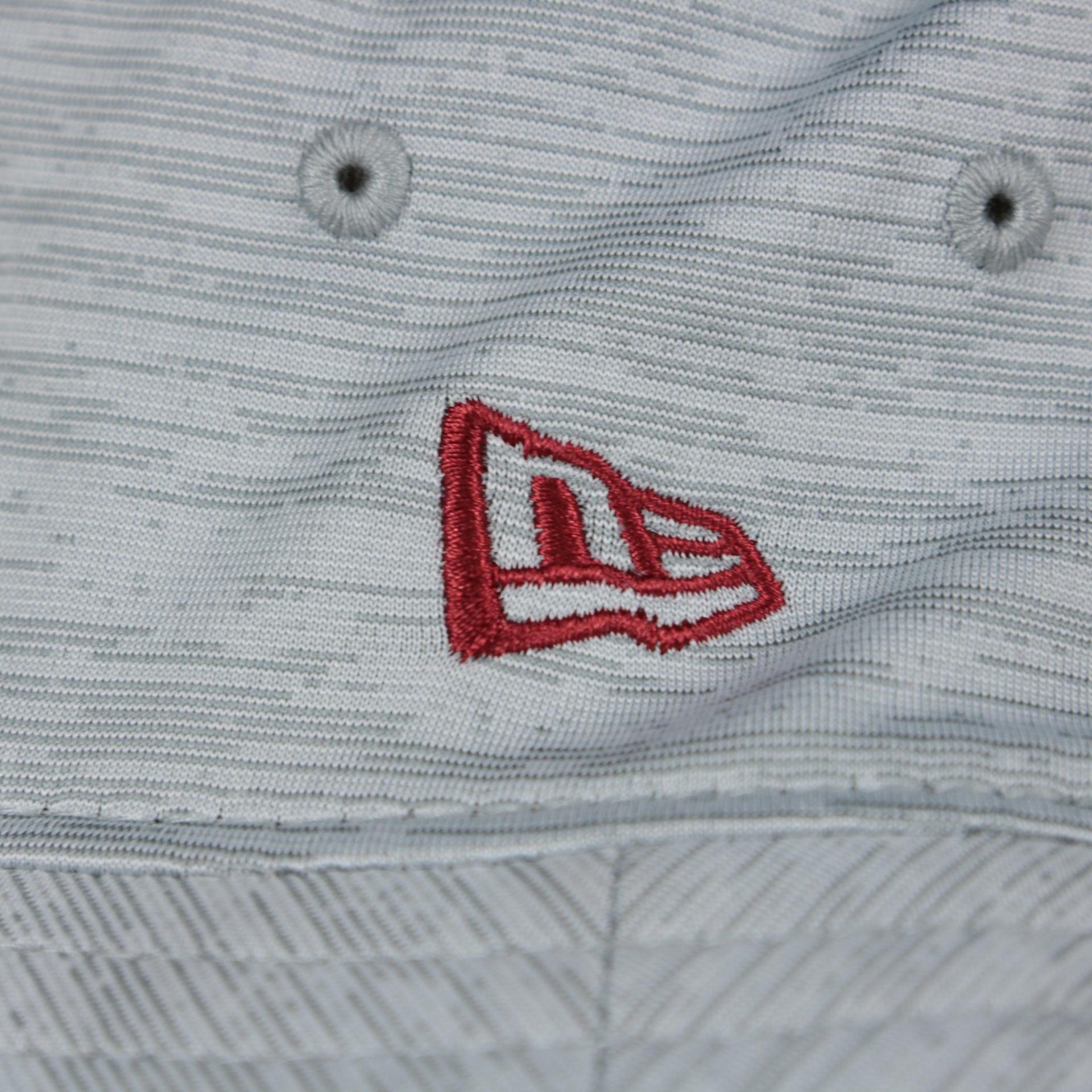 A close up of the New Era logo on the Philadelphia Phillies Cooperstown New Era Bucket Hat