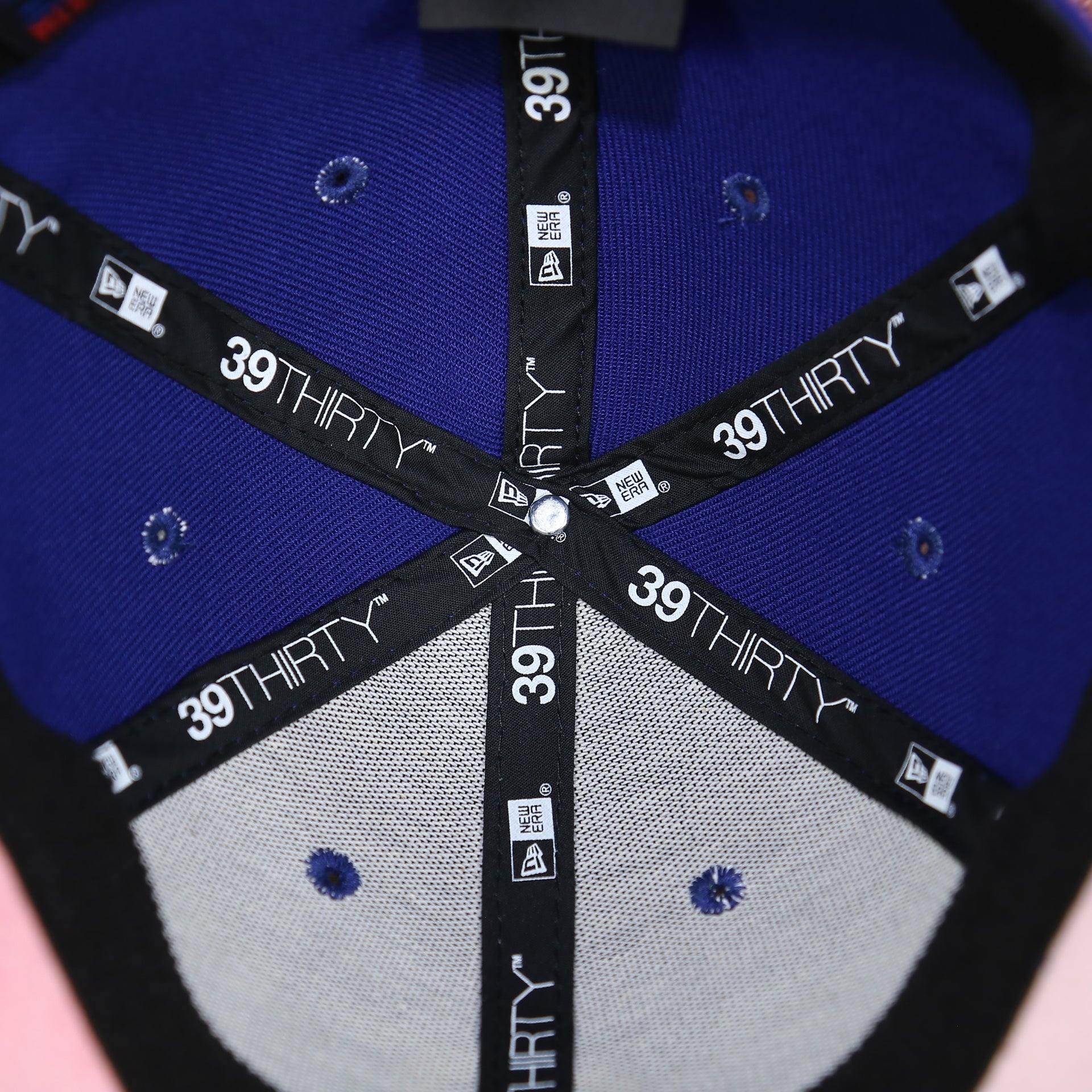 new era 39thirty taping on the Philadelphia Phillies 2019 Mother's Day Blue on Pink 39Thirty Flexfit Cap