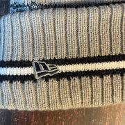 Close up of New Era logo embroidered in navy