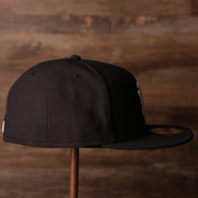 Yankees Black Bottom Fitted Cap | New York Yankees On-Field Black Underbrim Fitted Hat the wearers right side is all black