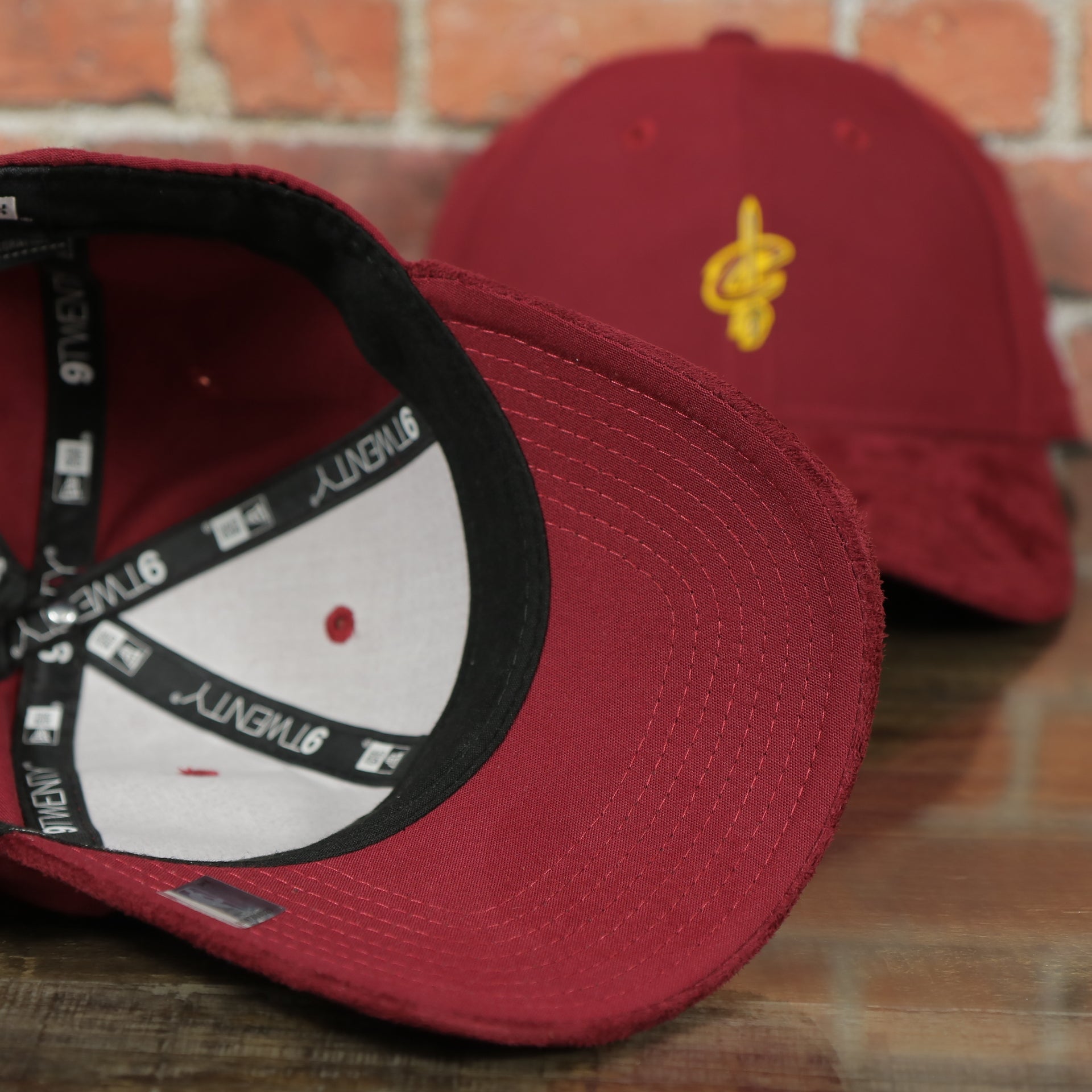 maroon under visor on the Cleveland Cavaliers Maroon 2017 NBA Draft Dad Hat