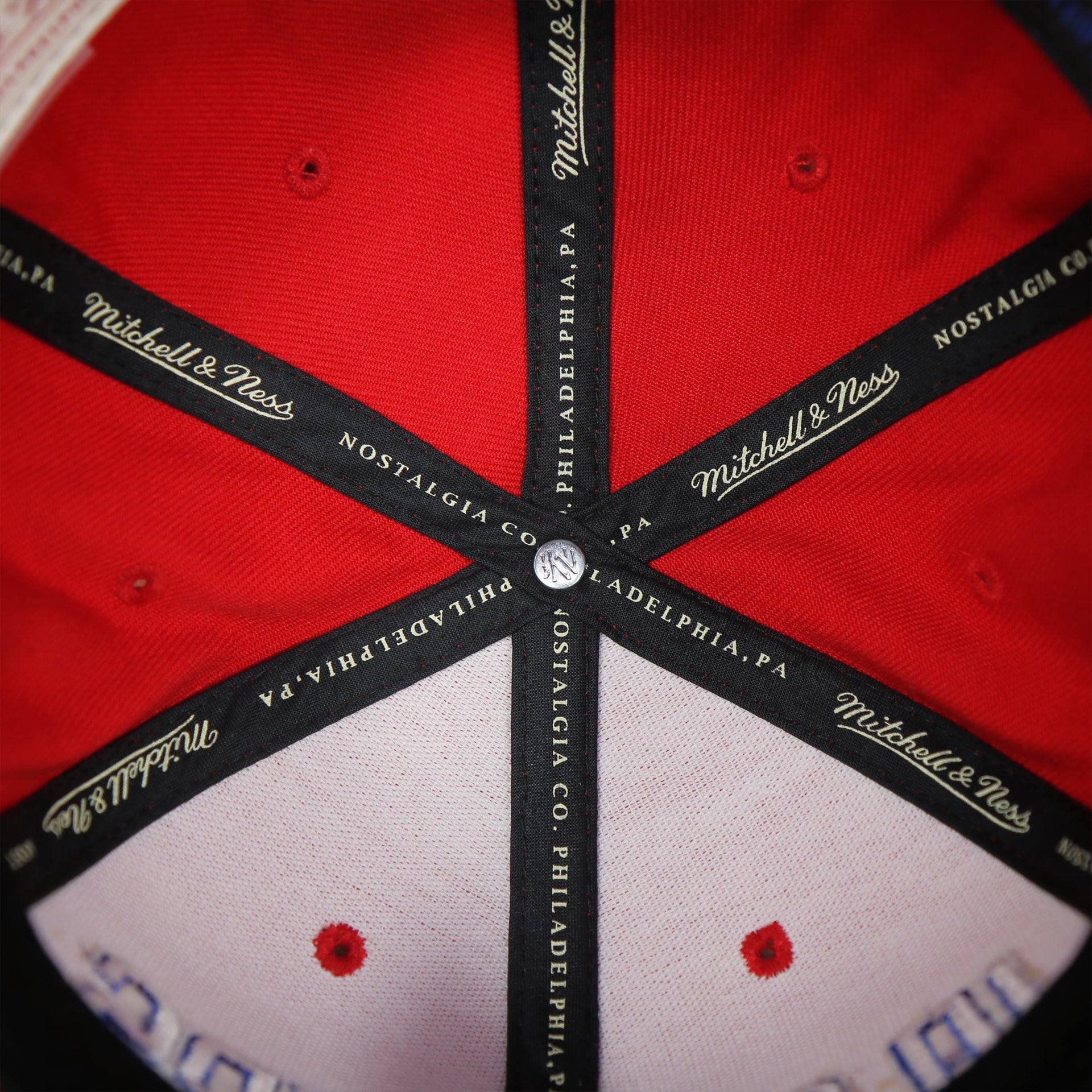 interior of the Los Angeles Clippers XL Logo Red Snapback Hat | LA Clippers Big Logo Green Bottom Snap Back