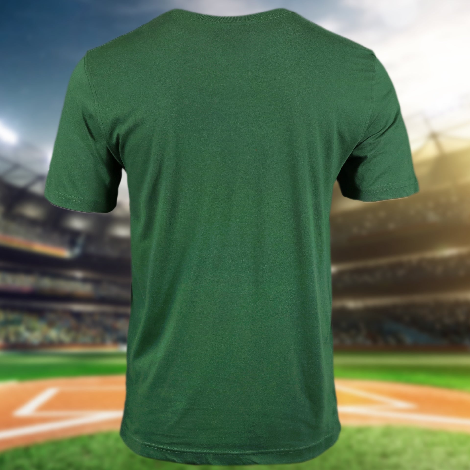 back side of the Oakland Athletics "City Cluster" 59Fifty Fitted Matching Green T-Shirt