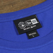 new era label on the Los Angeles Dodgers "City Cluster" 59Fifty Fitted Matching Royal T-Shirt