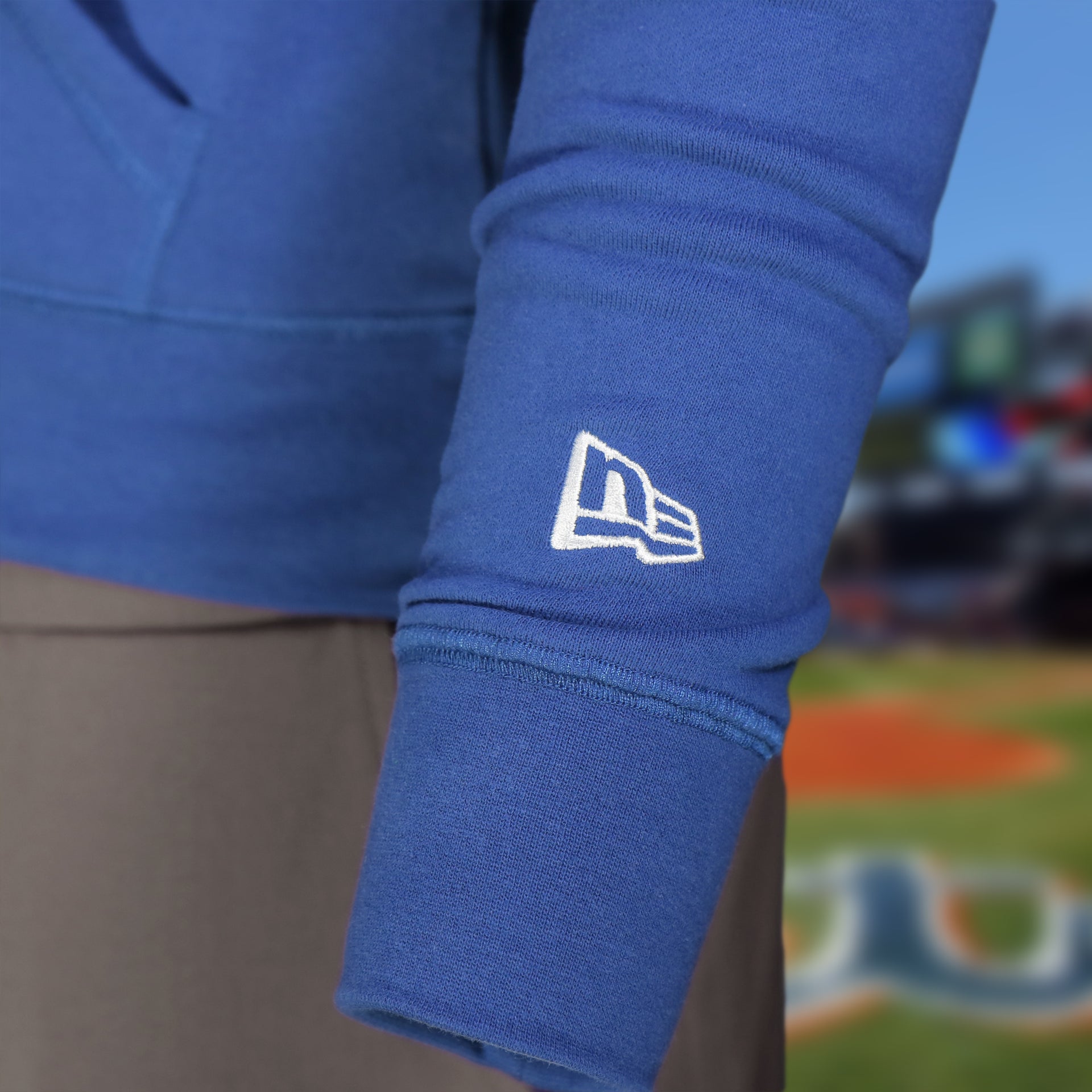 new era logo on t he New York Mets "City Transit" 59Fifty Fitted Matching Royal Pullover Hoodie