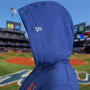 wearers left of the New York Mets "City Cluster" 59Fifty Fitted Matching Royal Pullover Hoodie