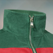 zipper on the Track Jacket | Snake and Bees Italian Fashion Green Red Stripe Zip Up