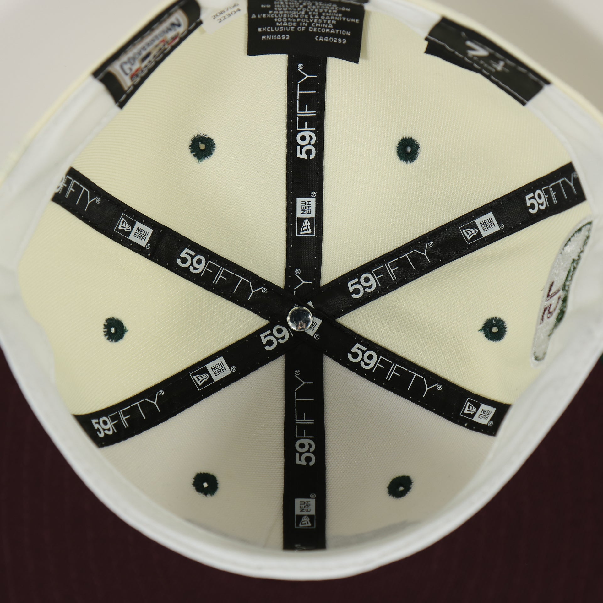 59Fifty Taping interior of the Chicago White Sox Cooperstown 75 Years Side Patch Maroon UV 59Fifty Fitted Cap | Vintage Christmas Movie Pack