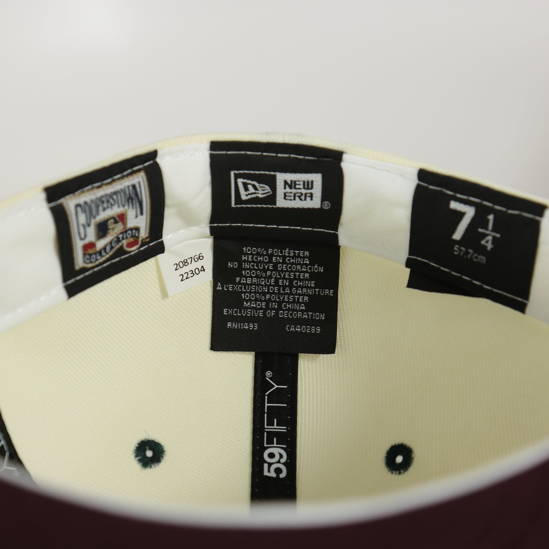 Labels on the Chicago White Sox Cooperstown 75 Years Side Patch Maroon UV 59Fifty Fitted Cap | Vintage Christmas Movie Pack