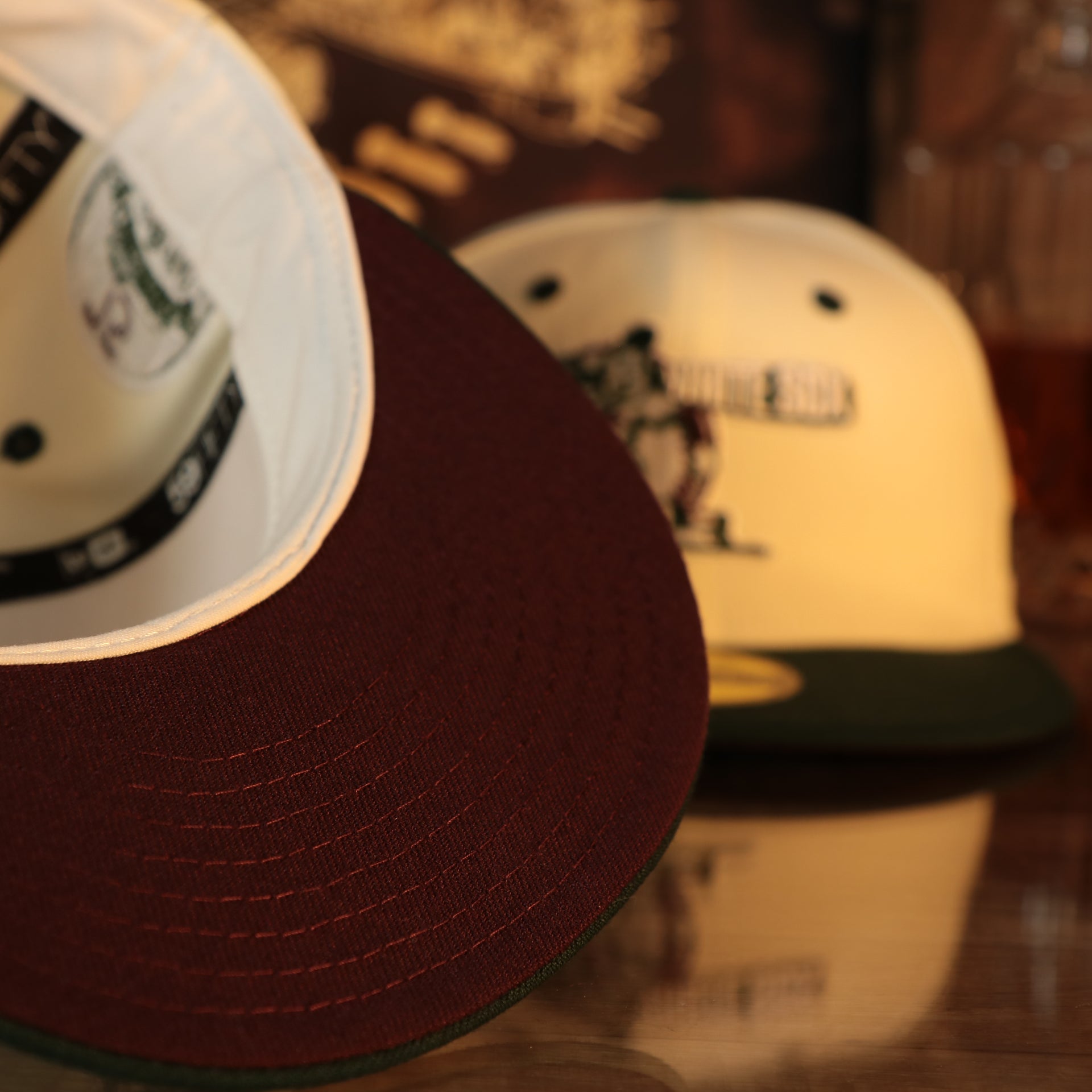 Maroon undervisor on the bottom of the Chicago White Sox Cooperstown 75 Years Side Patch Maroon UV 59Fifty Fitted Cap | Vintage Christmas Movie Pack