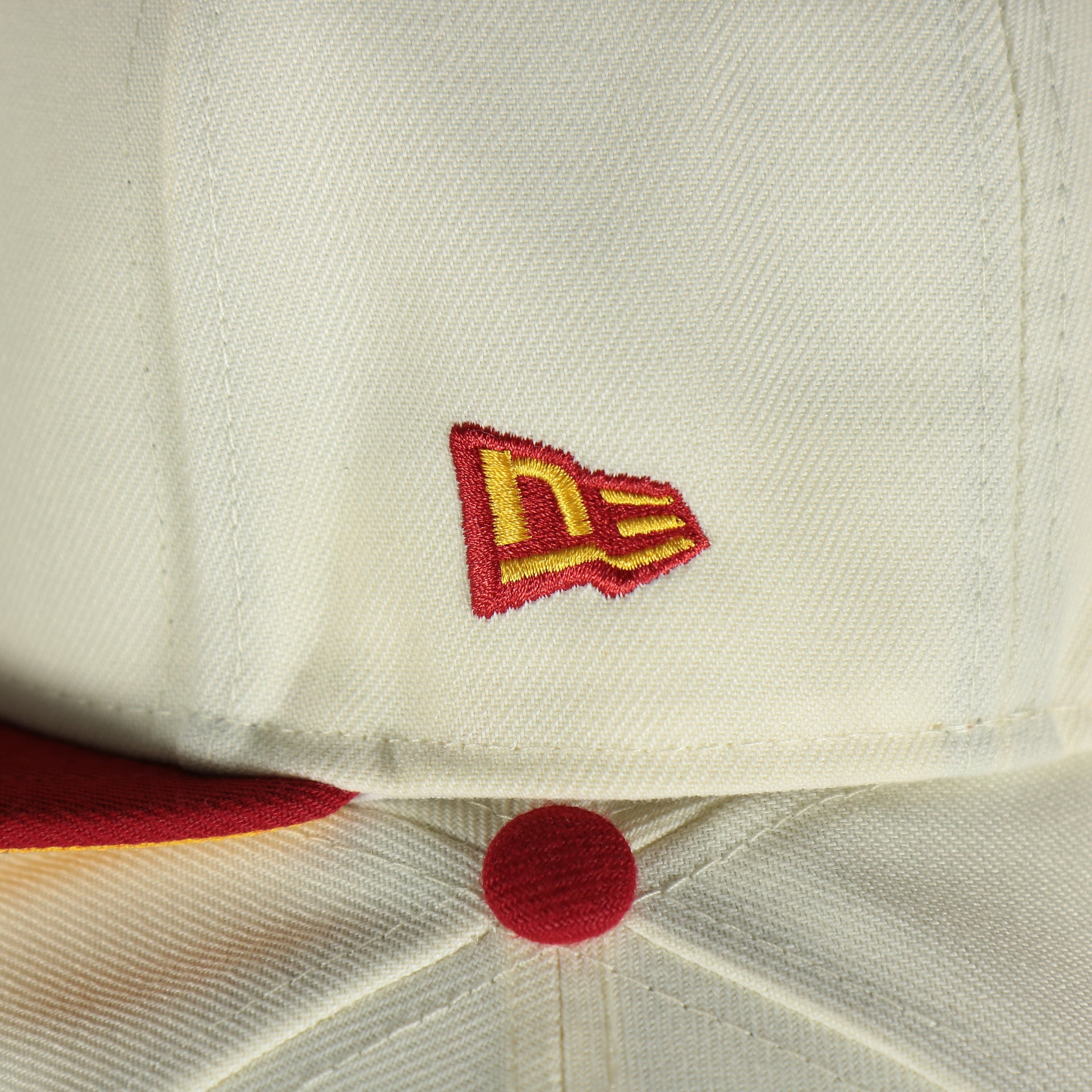 Two tone New Era flag on the Lehigh Valley Iron Pigs Cheesesteak With Onions Yellow UV Plain Jane 59Fifty Fitted Cap | Cap Swag Exclusive