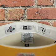 White sweatband and labels on the Lehigh Valley Iron Pigs Cheesesteak With Onions Yellow UV Plain Jane 59Fifty Fitted Cap | Cap Swag Exclusive