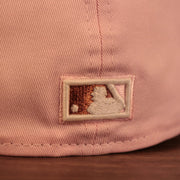 Close up of the cooperstown batterman logo on the Philadelphia Phillies Glow In The Dark 1996 All Star Game "il napoletano" Sky Blue Bottom Side Patch 59Fifty Fitted Cap