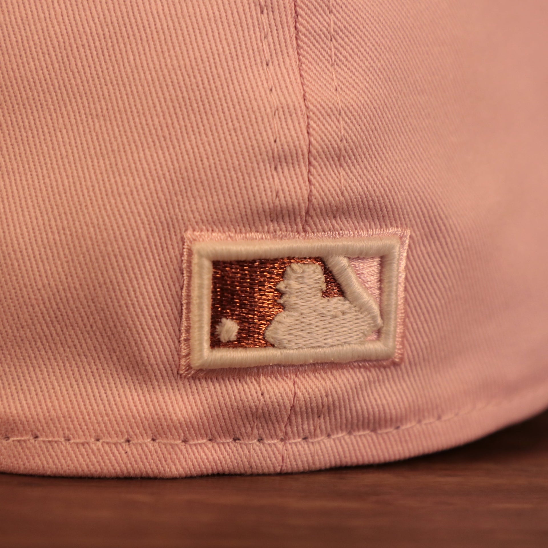 Close up of the cooperstown batterman logo on the Philadelphia Phillies Glow In The Dark 1996 All Star Game "il napoletano" Sky Blue Bottom Side Patch 59Fifty Fitted Cap