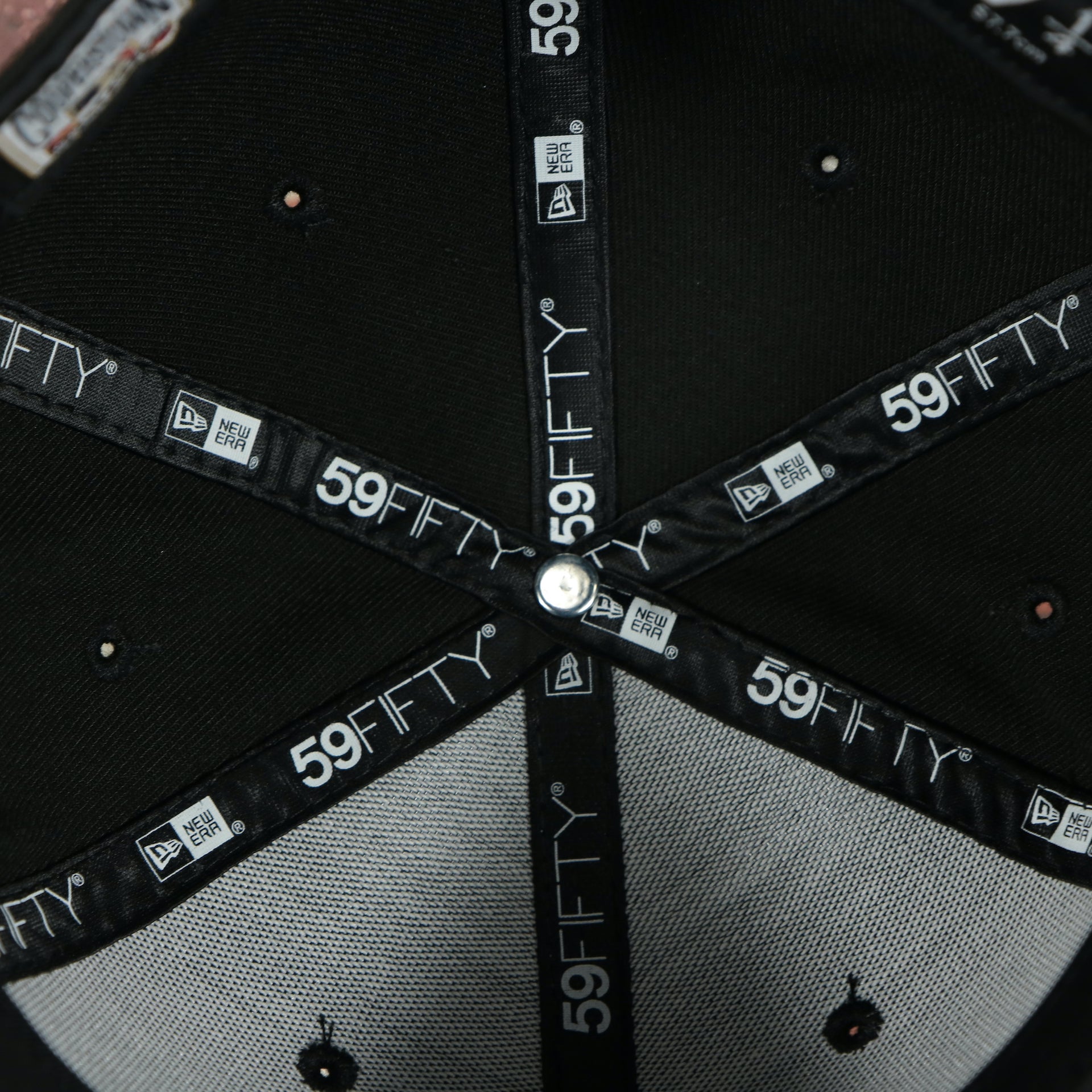 59Fifty taping on the interior of the Philadelphia Phillies 2008 World Series Side Patch Red Bottom 5950 Fitted Cap | Italian Luxury