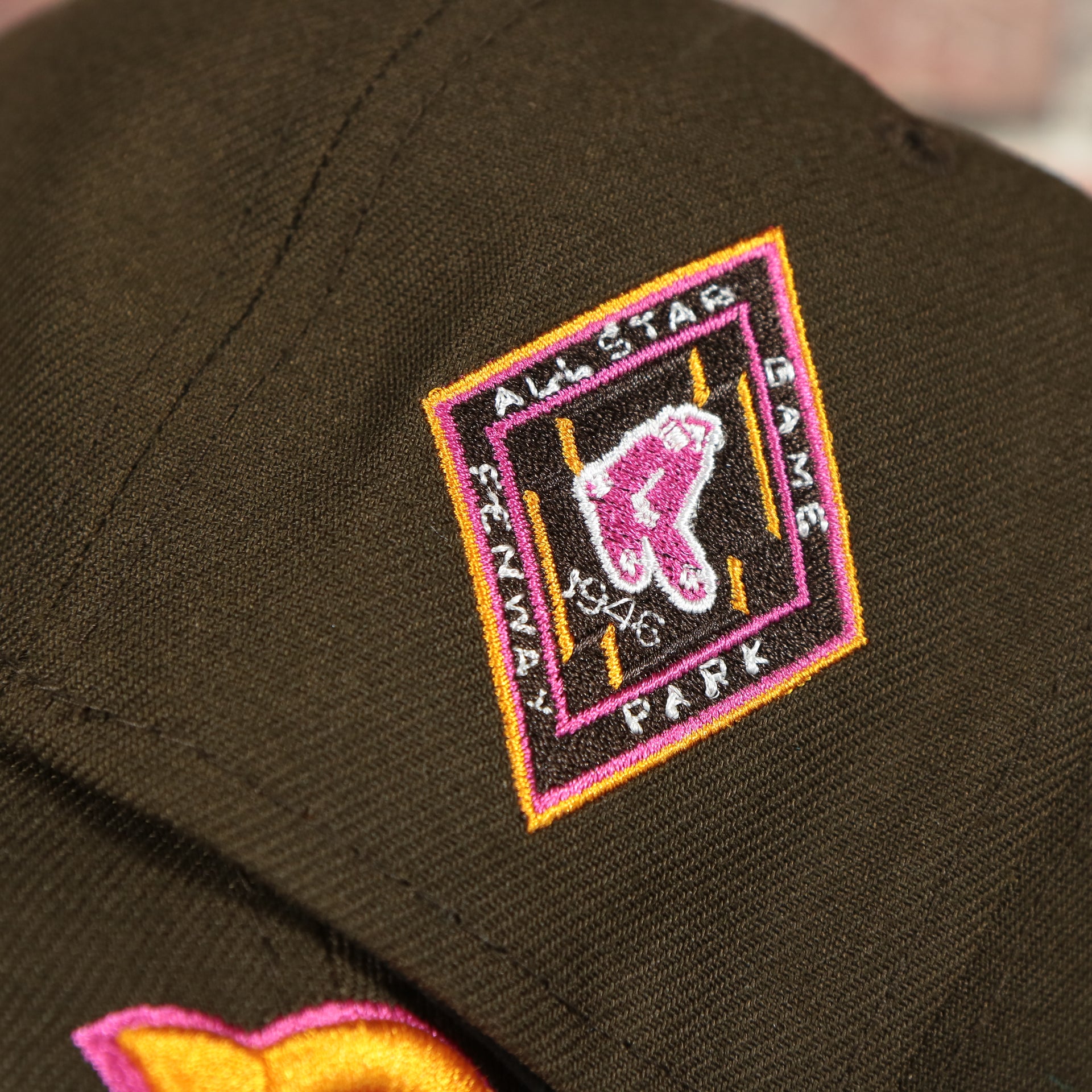 1946 allstar game patch on the Cooperstown Boston Red Sox Coffee Shop 1946 All Star Game Fenway Park Side Patch 59Fifty Fitted Cap | Donut Pack Walnut 59Fifty