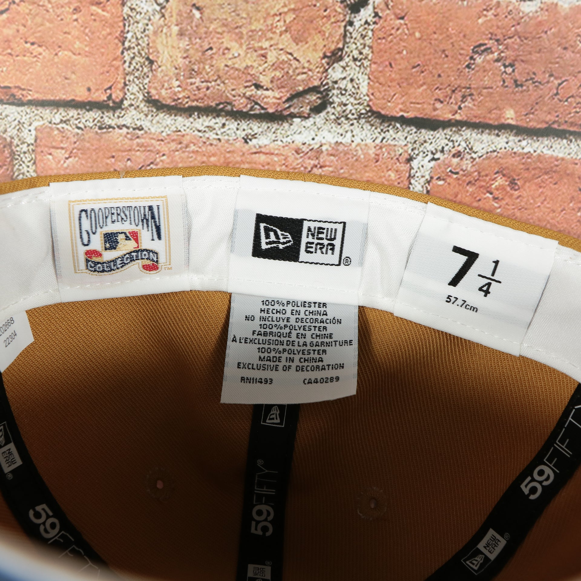 new era label on the Philadelphia Phillies Cooperstown 1910 Logo 100th Anniversary Side Patch Icy Blue UV 59Fifty Fitted Cap | "English Toffee" Hoagie Pack