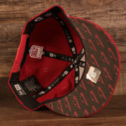 underside of the Tampa Bay Buccaneers x Gatorade Red 9Fifty Grey Bottom Snapback