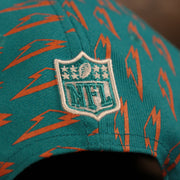 nfl logo on the Miami Dolphins x Gatorade Red 9Fifty Grey Bottom Snapback