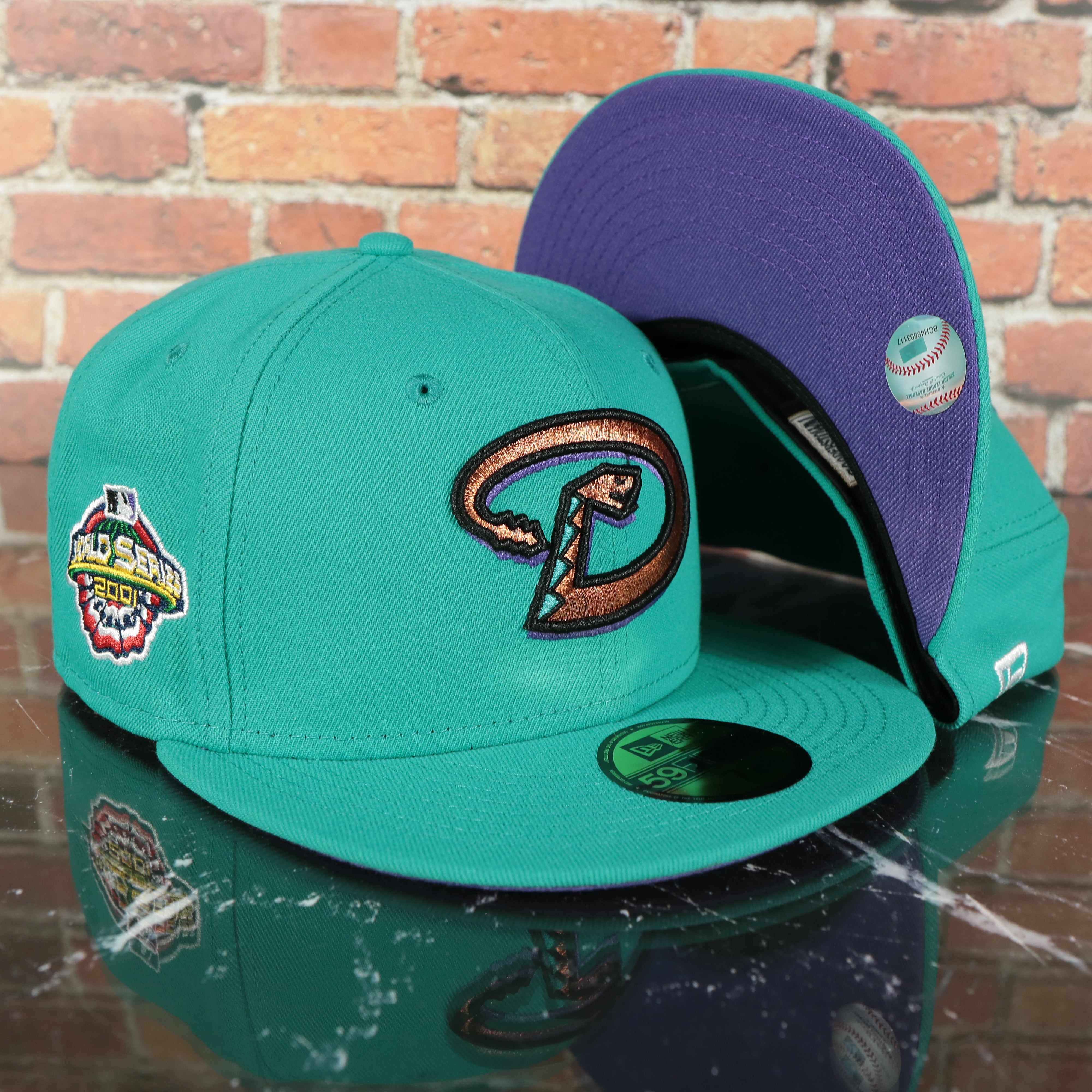 Purple Arizona Diamondbacks Historic 2001 World Series Champions Gray  Bottom New Era 59Fifty Fitted