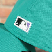 cooperstown batterman logo on the Arizona Diamondbacks 2001 World Series Purple Bottom 59fifty Fitted Cap | Teal