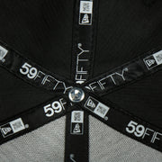 new era taping on the New York Yankees Cooperstown 1999 World Series Side Patch Black Corduroy Gray Bottom 59Fifty Fitted Cap | Corduroy Fitted Pack