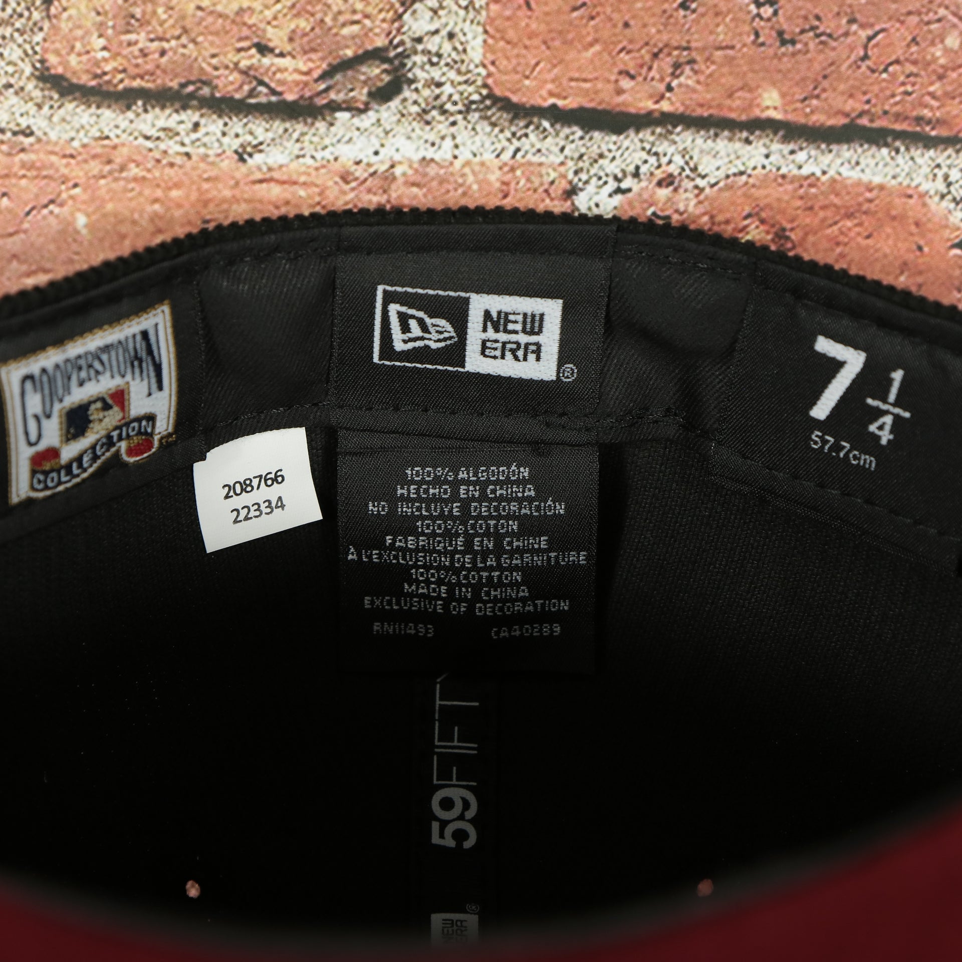 new era label on the Philadelphia Phillies Cooperstown World Champions Side Patch Black Maroon Bottom Corduroy 59Fifty Fitted Cap | Corduroy Fitted Pack