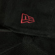 new era logo on the Philadelphia Phillies Cooperstown 100th Anniversary Side Patch Black Corduroy Maroon Bottom 59Fifty Fitted Cap | Corduroy Fitted Pack