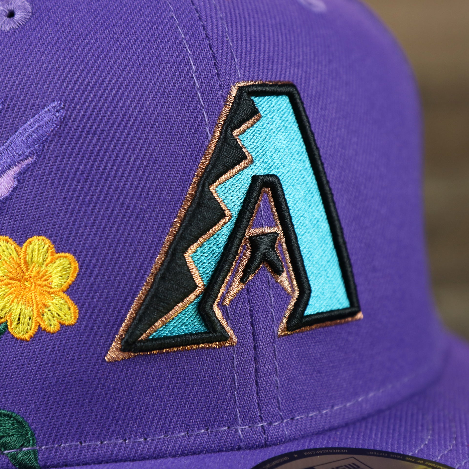 The Cooperstown Arizona Diamondbacks Gray Bottom Bloom Spring Embroidery 59Fifty Fitted Cap | Purple 59Fifty Cap
